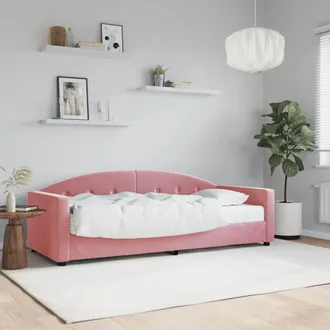 vidaXL Sof&aacute; Cama Con Colch&oacute;n Terciopelo Rosa 80x200 Cm Vidaxl