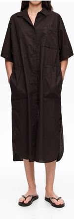 Bimba & Lola Cotton Embroidered Shirt Dress in Black at Nordstrom, Size Xx-Small Eu