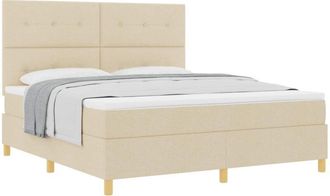 vidaXL Box Spring Bed with Mattress Cream 180 x 200 cm Fabric vidaXL