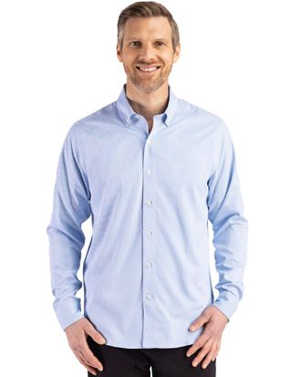 Cutter & Buck Skyline Epic Confidence Gingham Mens Big & Tall Long Sleeve Dress Shirt