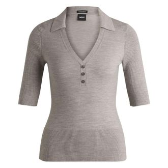 HUGO BOSS Dames Fatirame Knop Sweater Top (Grijs)