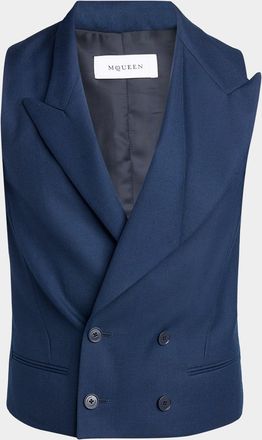 Alexander McQueen Men & apos;s Wool Peak Lapel Double-Breasted Waistcoat