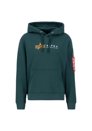 Alpha Industries Hoodie ALPHA INDUSTRIES Alpha Label Hoodie, Herren, Gr. M, gr&uuml;n (force gr&uuml;n), Obermaterial: 80% Baumwolle, 20% Polyester, regular fit, Sweatshirts Hoo