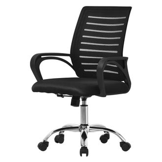 ML Design Ml-design - Silla De Oficina Ergon&oacute;mica Negra Asiento De Ordernador Escritorio Con Resposabrazos Y Altura Regulable Tapizado De Malla Respirable, Func