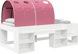 vidaXL Estructura De Cama Con Barandas De Cama 3 Uds. Blanco Y Rosa Vidaxl