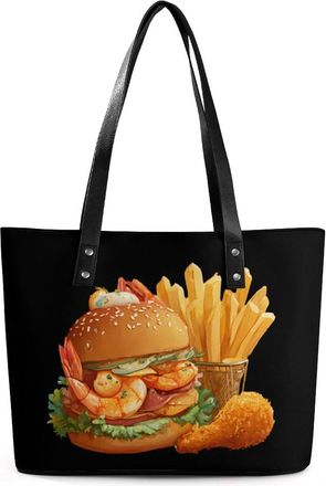 Generic Hamburger French Fries Tote Bags for Women Cute Shoulder Purses Handbags