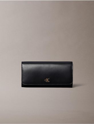 Calvin Klein Womens Monogram Hardware Long Wallet - Black