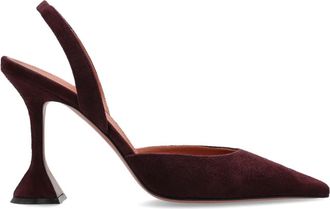 Amina Muaddi Holli Sling 95 - Dames - Pumps - Rood - 38 EU - Leer - Schoenen