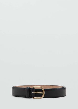 Mango Cintura pelle fibbia nero - Uomo - 100 - MANGO MAN
