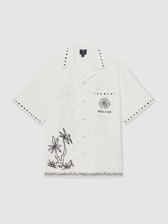 Reiss x Ché White | Cotton-linen Palm Shirt, XS
