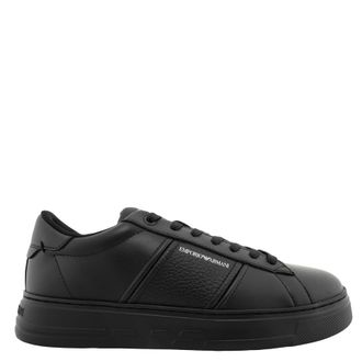 Emporio Armani Leather Sneakers With Logo Detail, Brand Size 10 ( US Size 11 )