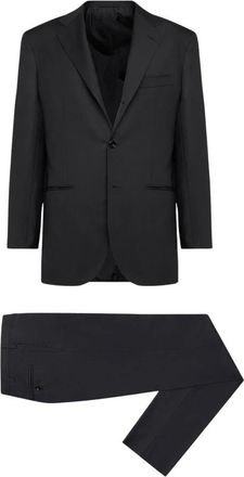 Kiton Zwart wollen pak Blue Diamond collectie - Heren - Business pakken - Zwart - 3XL - Wol - Kostuums