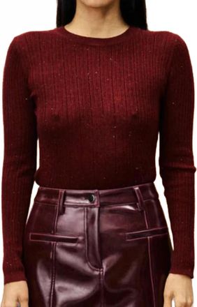 FRNCH Geranium Sequined Sweater In Bordeaux