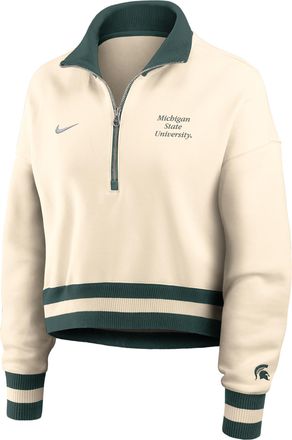 Nike Michigan State Legacy Nike Womens College Cropped 1/4-Zip Crew in Brown | 03O80C3DMST-FFD
