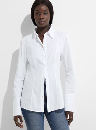 Icone Womens Shoulder pads fitted poplin shirt