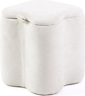 Siediti Fuori e Dentro Puff de terciopelo glitter marfil con asa