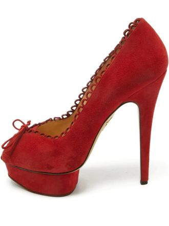 Charlotte Olympia scalloped-trim platform pumps - Red