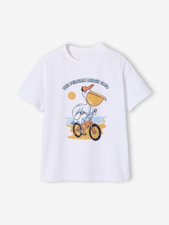 Vertbaudet T-Shirt mit Tierprint Jungen, mit Recycling-Baumwolle wei&szlig;