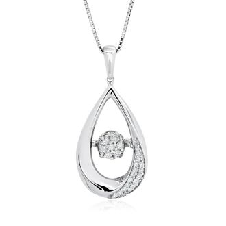 MAX + STONE Dancing Diamond Drops of Love Pendant Necklace in 925 Sterling Silver (1/10 ct. tw.), 18