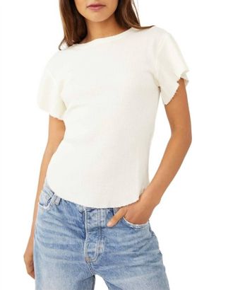 Free People Whats Up Baby Waffle Tee In Tofu