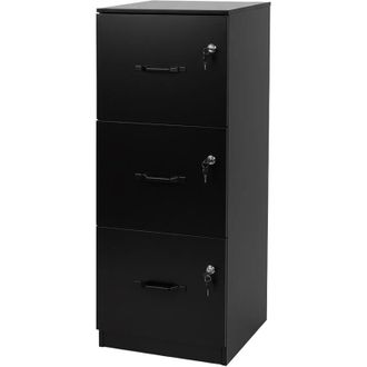 Relaxdays Relaxdays hanging file cabinet for A4/Letter, 3 lockable drawers, HxWxD: 103 x 40 x 40 cm, black