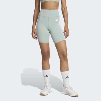 adidas Shorts ADIDAS PERFORMANCE OPTIME ESSENTIALS 3-STRIPES LEGGINGS, Damen, Gr. XXL, L&auml;nge 7, wonder sage, wei&szlig;, Obermaterial: 85% Polyester, 15% Elasthan,