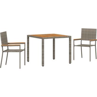 vidaXL Conjunto De Comedor De Jard&iacute;n 3 Pcs Gris 90 X 90 X 75 Cm Vidaxl