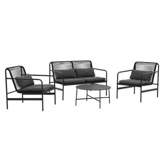 Oviala Muebles de jard&iacute;n de metal negro de 4 plazas