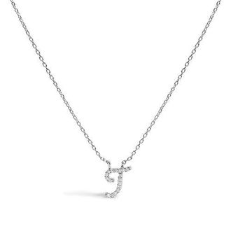 House of Brilliance 10K Gold Diamond Accent A-Z Initial Script Style Pendant Necklace in White | T at Nordstrom