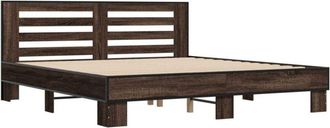 vidaXL Vidaxl - Estructura cama madera ingeniería metal marrón roble 200x200 cm