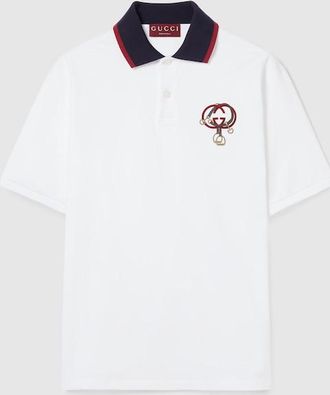 Gucci Cotton Piquet Polo Shirt With Embroidery, Size XXXL, White, Ready-to-wear