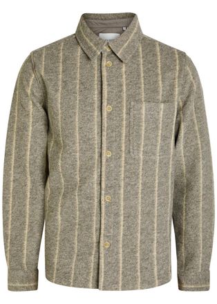 Les Deux Lennon Striped Boucl&eacute; Overshirt - Grey - M