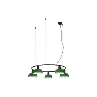 Faro Barcelona Faro Tatawin L&aacute;mpara Colgante De Techo Peque&ntilde;a, Negra, Verde Brillante, 5 Bombillas E27
