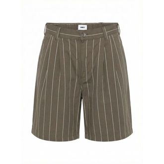 Obey Casual Shorts, male, Green, Size: W30 Foster Stripe Pleated Short