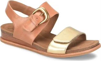 S&ouml;fft Womens Peggie Wedged Sandal In Luggage/gold