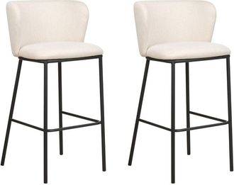 Beliani Set of 2 Bar Chairs MINA Off-White