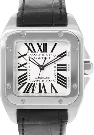 Cartier Pre-owned Cartier Santos 100 Automatic Silver Dial Mens Watch W20126X8