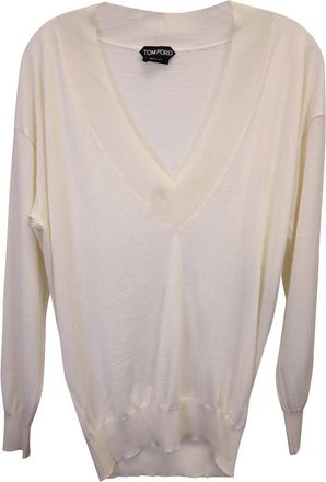 Tom Ford REJECTED Tom Ford Fine V-neck Sweater in Beige Cashmere
