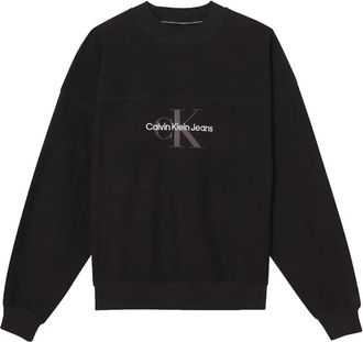 Calvin Klein Textured Oversized Sweatshirt - Heren - Sweatshirts - Zwart - L - Katoen - Hoodies & sweatvesten