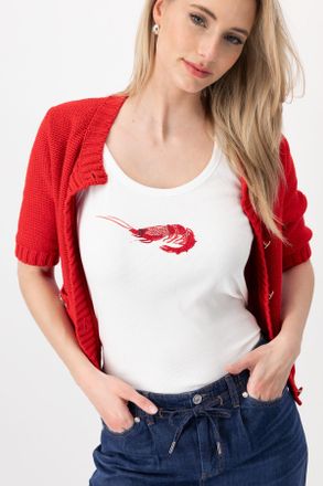 Monari Tanktop MONARI, Damen, Gr. 36, beige (ecru), Web, Obermaterial: 95% Baumwolle, 5% Elasthan, unifarben, regular fit normal, tiefer Rundhals, Tops Tankt