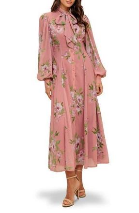 Flying Tomato Pussy Bow Midi Dress in Mauve at Nordstrom Rack, Size Large