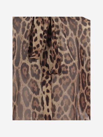Dolce & Gabbana Womens Georgette Shirt With Animal Print Multicolour Silk