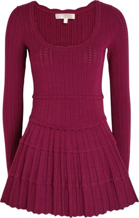 LoveShackFancy ribbed mini dress - women - Viscose/Polyester/Spandex/Elastane - M - Red