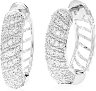 Vir Jewels 1/3 cttw Lab Grown Diamond Hoops Earrings in Sterling Silver With Hidden Post For Women
