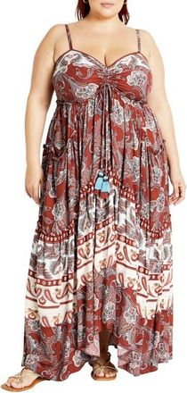 City Chic Lilah Love Paisley Maxi Dress at Nordstrom, Size Xs
