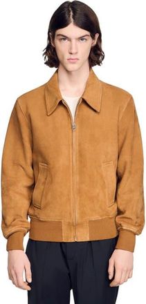 Sandro Goat leather jacket in Cognac at Nordstrom, Size X-Small
