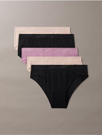 Calvin Klein Womens Bonded Flex Seamless 5-Pack Mixed Bikini Brief - Multi - XL