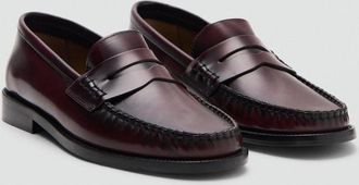 Mango Mocassini pelle increspata bordeaux - Donna - 35 - MANGO