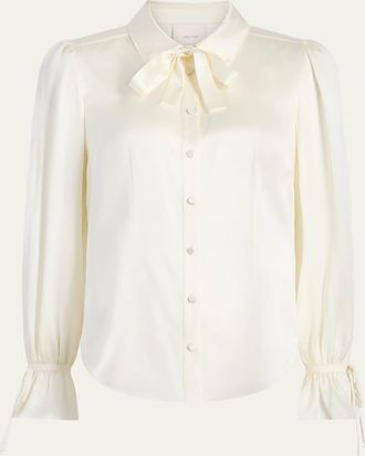 Cinq à Sept Troyer Long-Sleeve Silk Blouse