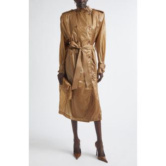 Saint Laurent Double Breasted Trench Coat in Beige at Nordstrom, Size 8 Us